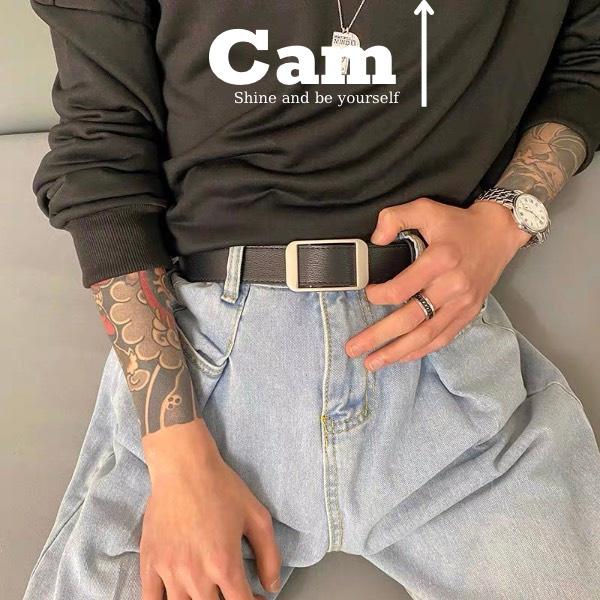 ThắT Lưng Nam Nữ Luồn Không Cần Bấm Lỗ Chữ Nhật, Dây Nịt HọC Sinh Bản To 3.3Cm Camcamvintage
