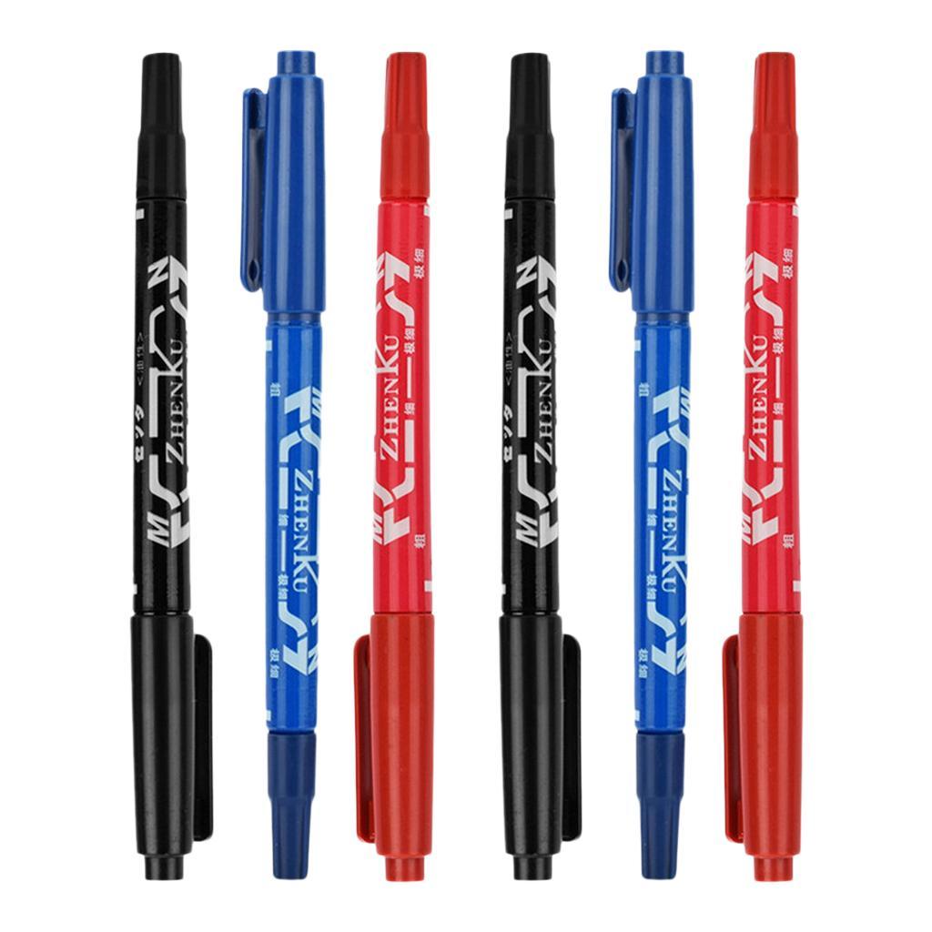 6 Pcs Double Ended Marker Pen Professional Marker anti-clog Tattoo Pencil