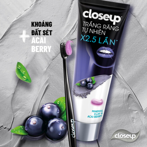 Combo 3 Kem đánh răng Closeup Trắng Răng Tự Nhiên Acai Berry detox 230 g