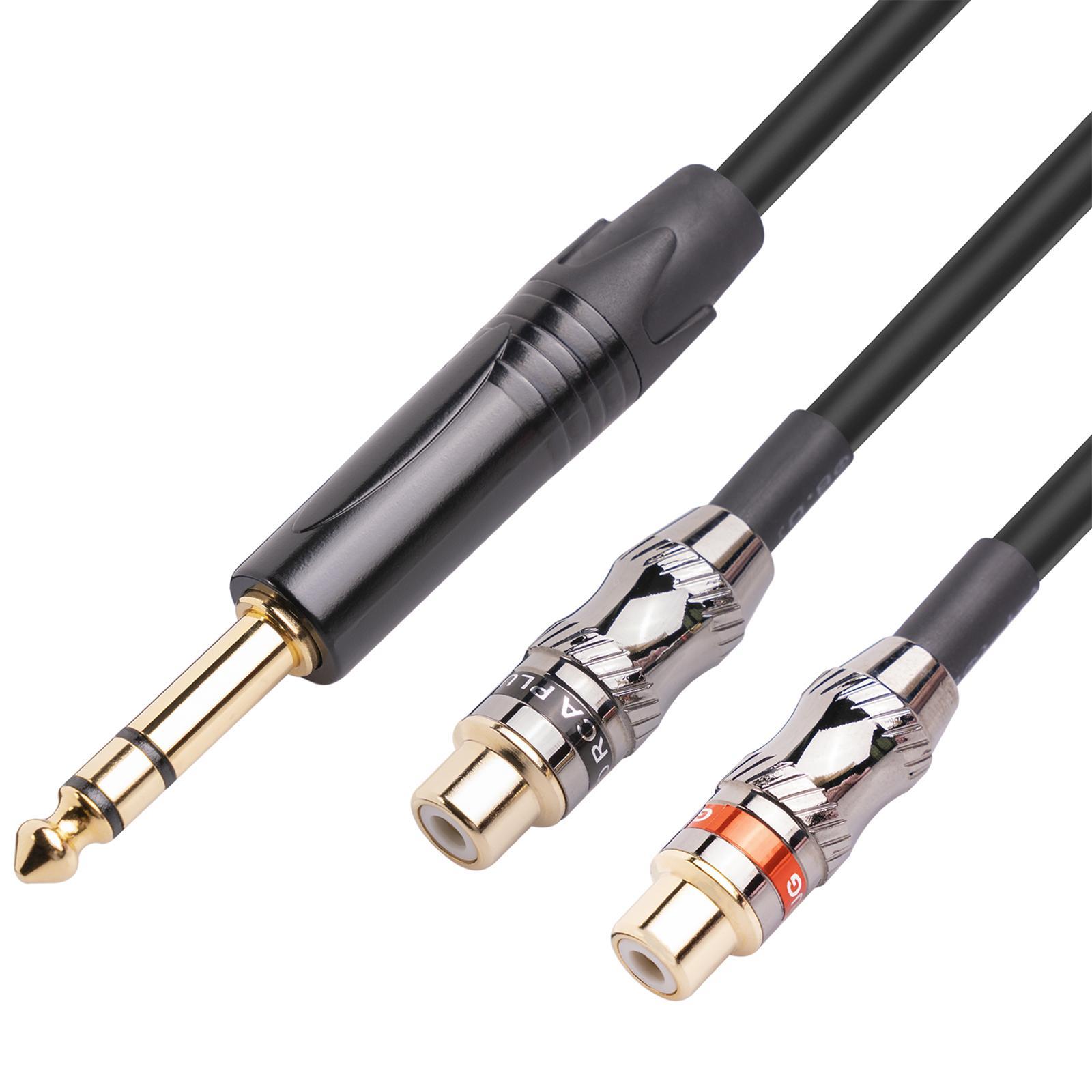 6.35mm Audio Mic Splitter Cable Earphone Headphone Adapter Male To 2 Female