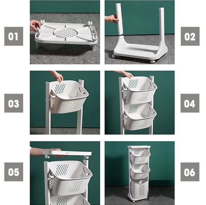 Kệ 4 tầng đựng đồ dùng cho bé, quần áo, khăn, tả, sữa - đựng đồ nhà bếp, nhà tắm có bánh xe
