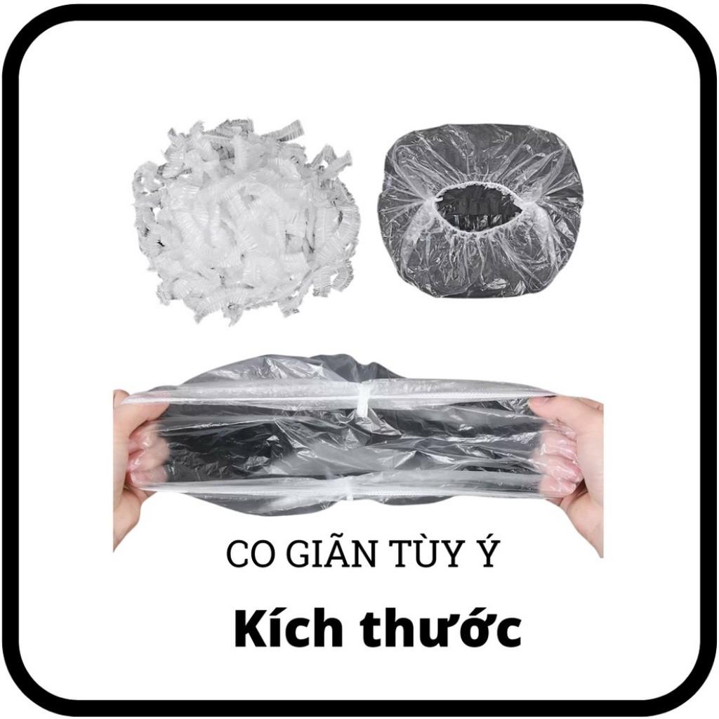 Set 100 Màng Bọc Thực Phẩm Co Giãn PE Có Chun Siêu Dai Hình Túi Gấu Tái Sử Dụng Được Nhiều Lần