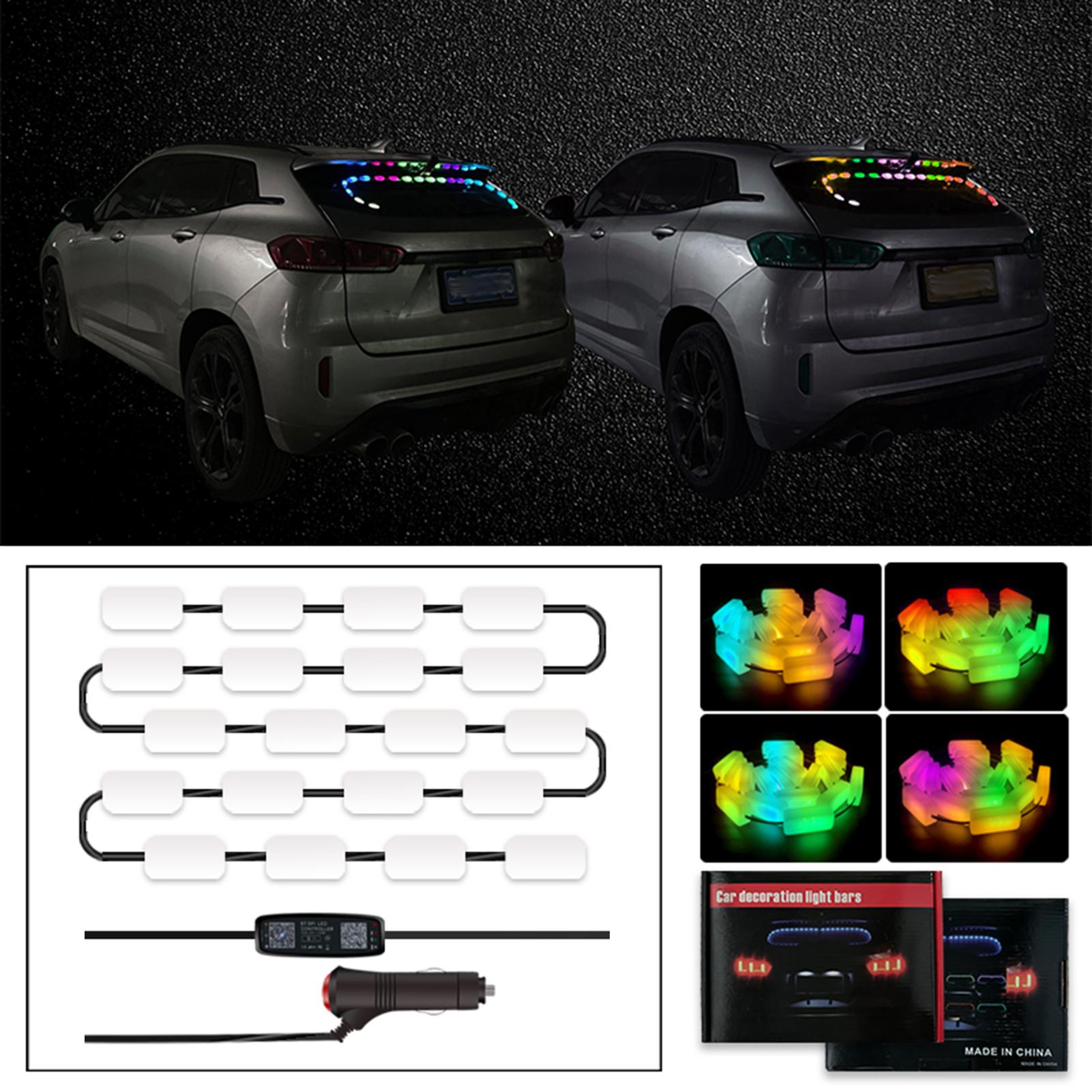 Interior Car Led Lights APP Control with Remote Music Sync Color Change RGB Rear window Car Lighting with Car Charger