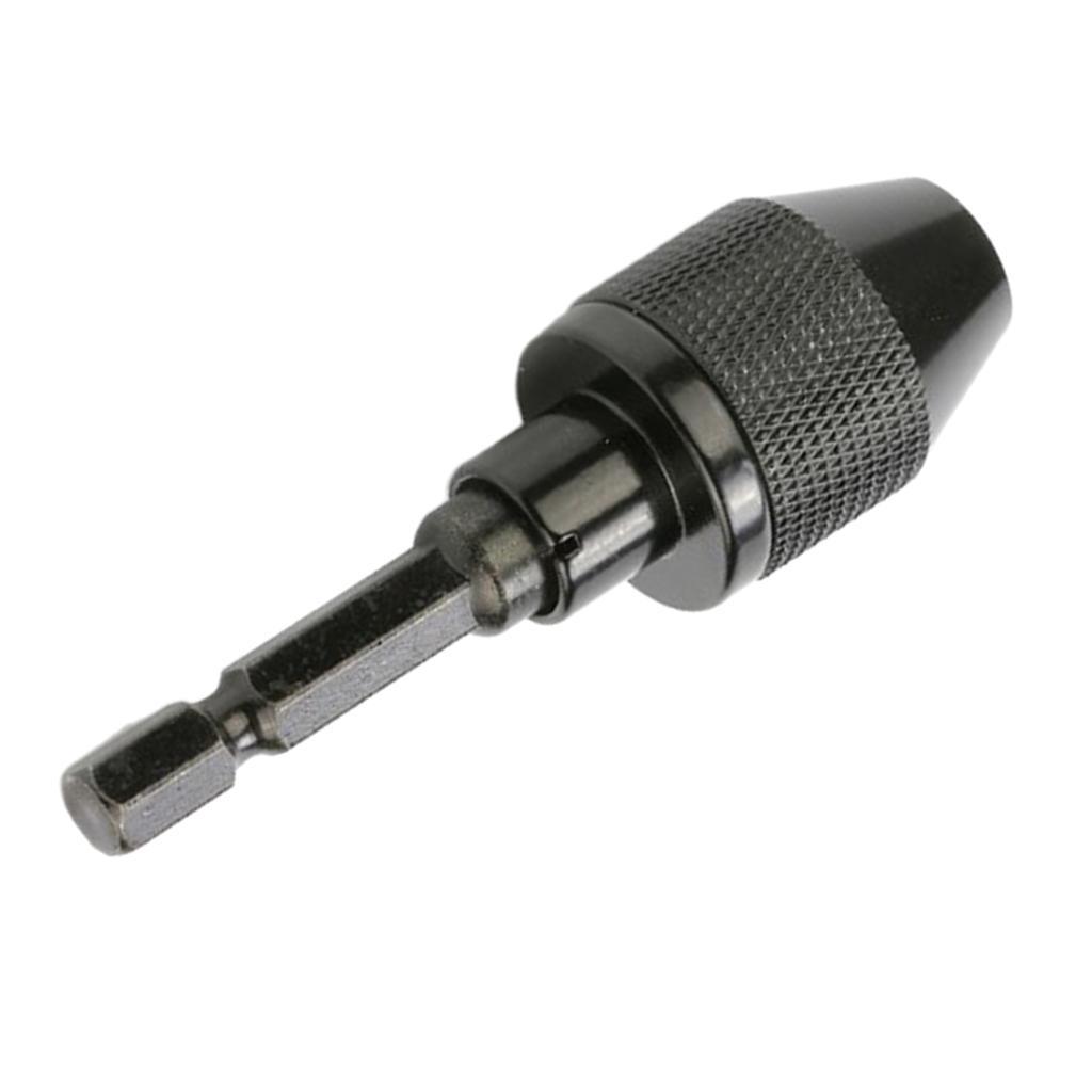2X 0.3-6.5mm 3-Jaw 1/4" Hex Handle Drill Chuck Quick Change Bit  Black