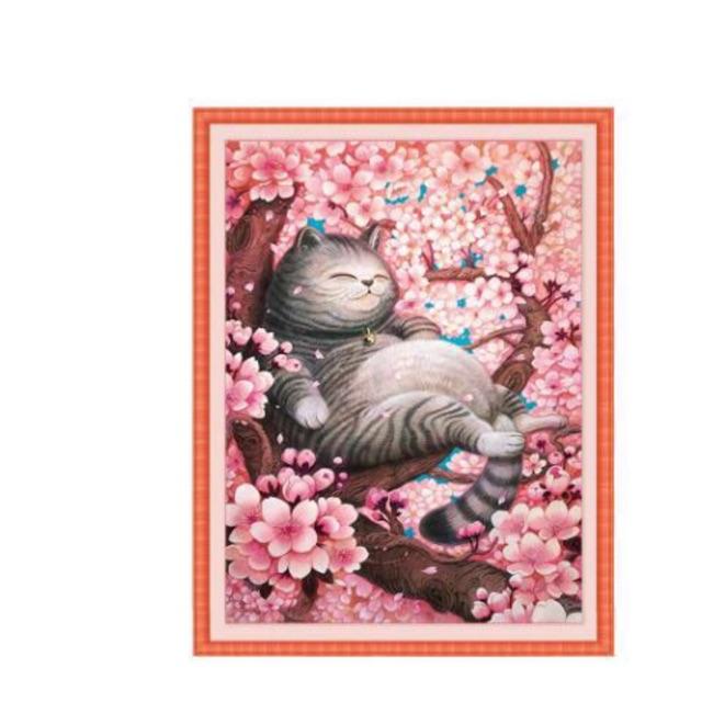 Tranh thêu chữ thập Mèo kt 60x78 cm THÊU KÍN