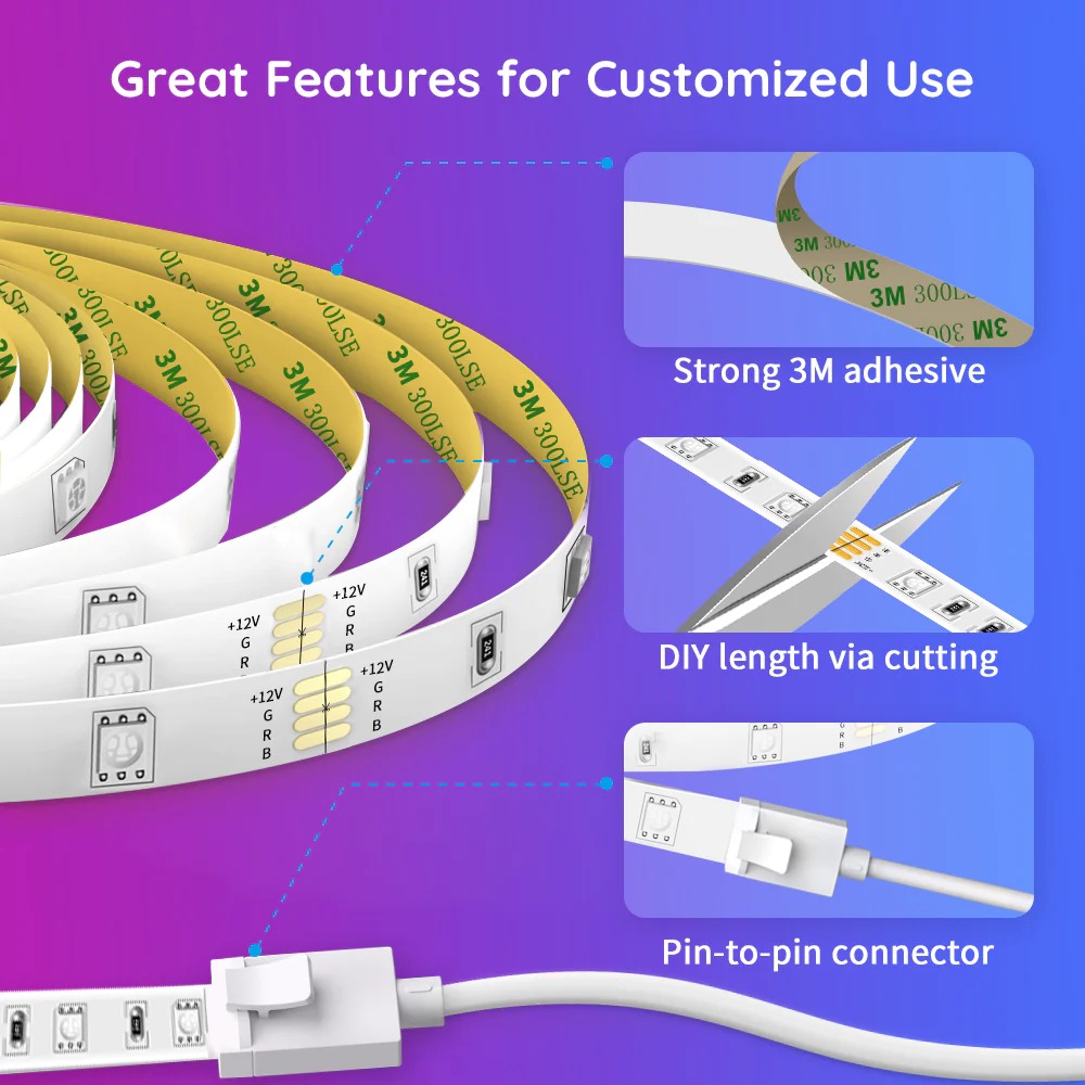 Dây đèn LED Govee Wi-Fi RGB LED Strip Lights H6110 | Đèn led đa năng dán tường, DIY, cảm ứng nhạc