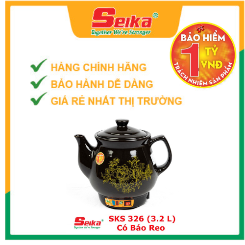 Ấm Sắc Thuốc Seika 3.2L - SKS326 (Gốm Sứ Bát Tràng) - Hàng chính hãng 