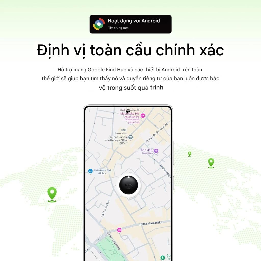 Định vị GPS Hoco E93A cho Android định vị toàn cầu không giới hạn khoảng cách, chống thất lạc đồ vật, sử dụng Google Find My Network - Hàng chính hãng
