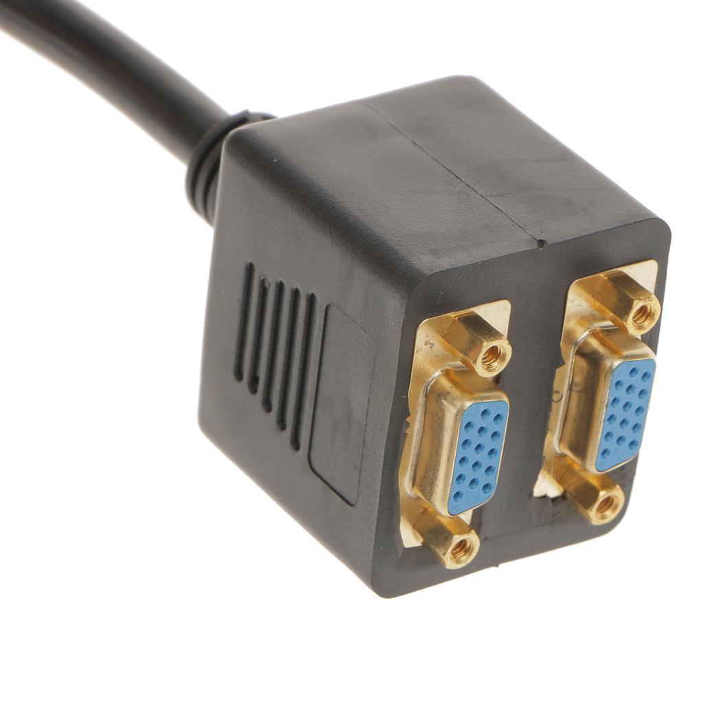 VGA 1 Male to Dual VGA Female Converter Adapter Splitter Y Cable Gold Plated
