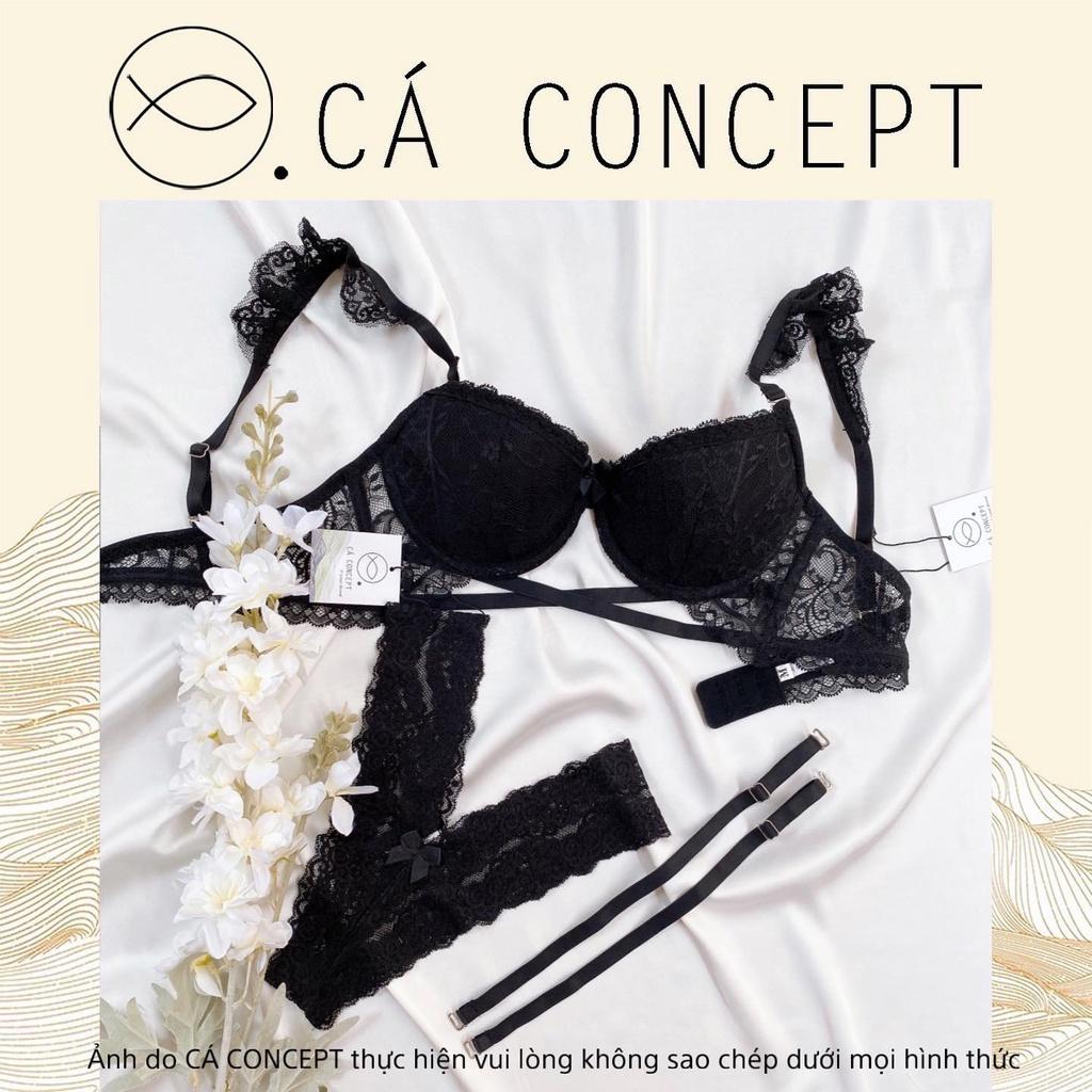Set Bra ren đen có mút mỏng có gọng nâng ngực nhẹ CÁ CONCEPT đồ lót thiết kế áo bra sexy