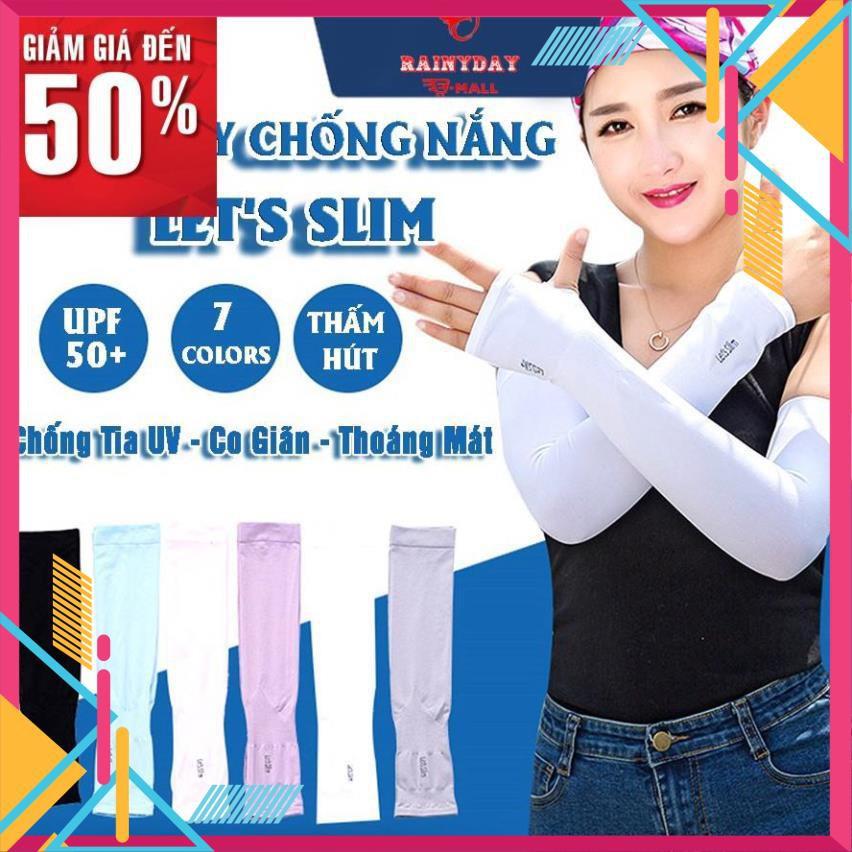 Găng tay chống nắng let's slim bao ống dài tay xỏ ngón đi phượt thể thao vải thun thời trang cho nam nữ
