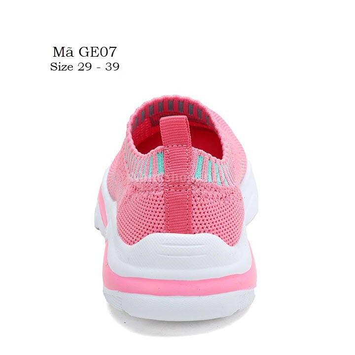Giày thể thao bé gái cổ thun màu hồng cực xinh cho bé 4 - 15 tuổi siêu chất GE07