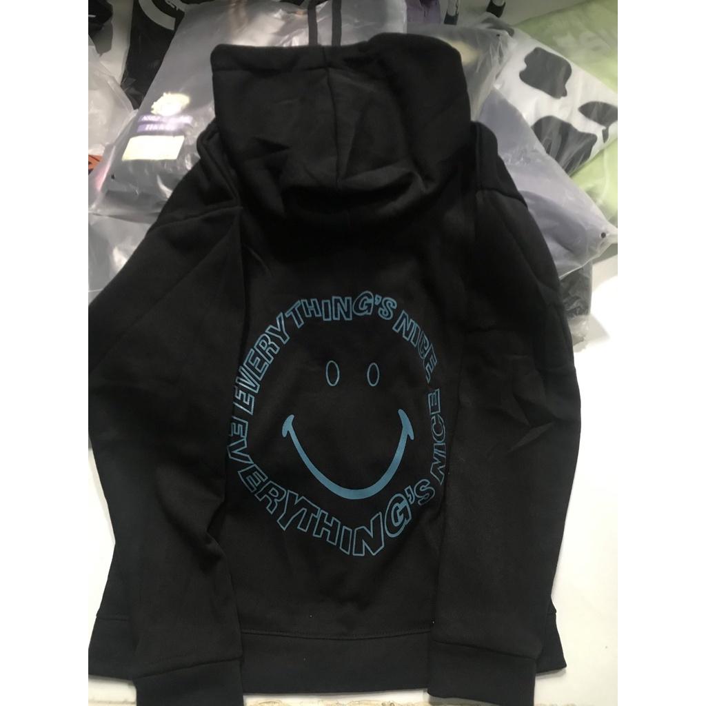 Áo Hoodie Zip - Áo Khoác Nỉ Bông Unisex Nam Nữ in SMILE Hàn Quốc HOT TREND Ulzzang