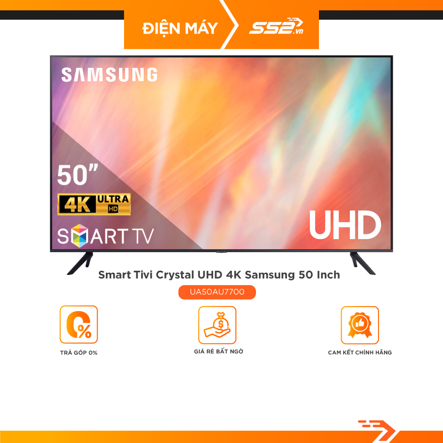 Smart Tivi Samsung Crystal UHD 4K 50 inch UA50AU7700KXXV - Hàng chính hãng - Giao toàn quốc