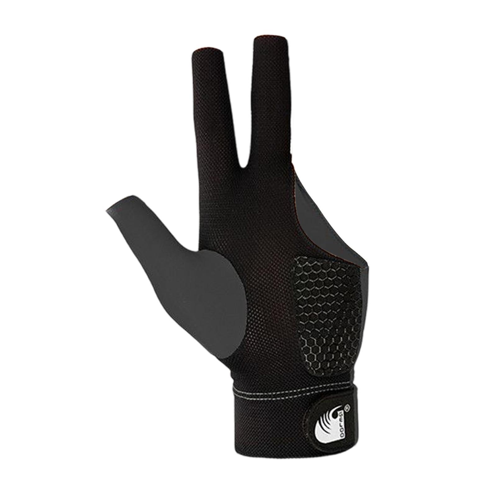 Anti Skid 3 Finger Billiards Gloves, Professional Elastic for Player Glove Snooker Cue Pool Glove
