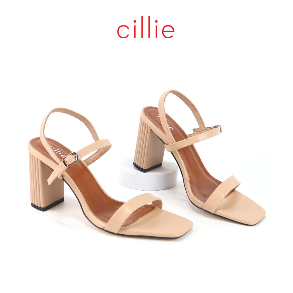 Giày sandal cao gót nữ công sở quai ngang gót trụ cao 7cm mang đi làm đi tiệc dạo phố Cillie 1111