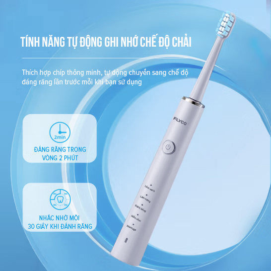 Bàn chải đánh răng điện sóng siêu âm Flyco FT7108VN -  Hàng Chính Hãng