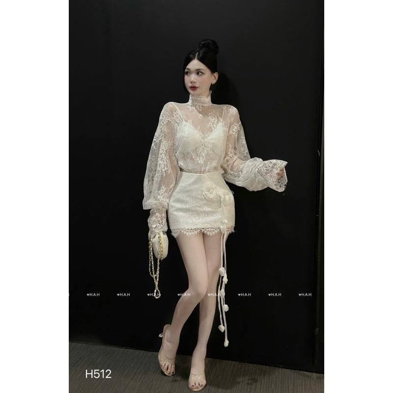 sét váy ren hao nổi kết nơ sang chảnh hết nấc BY JOLIE - Đen