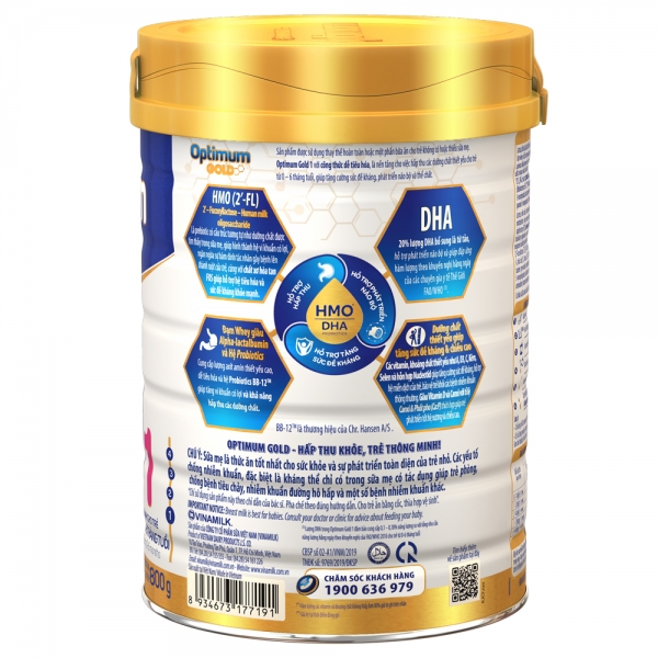 Sữa bột OPTIMUM GOLD 1 800G (CHO TRẺ TỪ 0 - 6 THÁNG TUỔI)