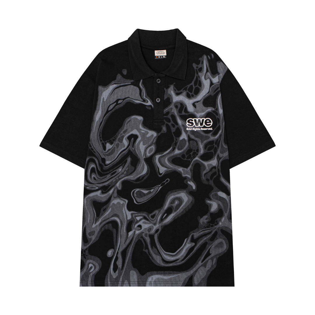 SWE - Áo polo nam nữ LIQUID POLO  in hình tay ngắn form rộng thời trang chính hãng