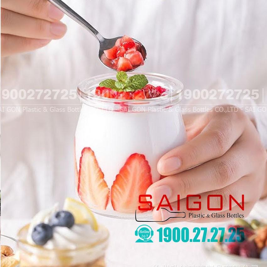 Combo 06 Hũ Sữa Chua Thủy Tinh 100ml , 200ml Nắp Nhựa