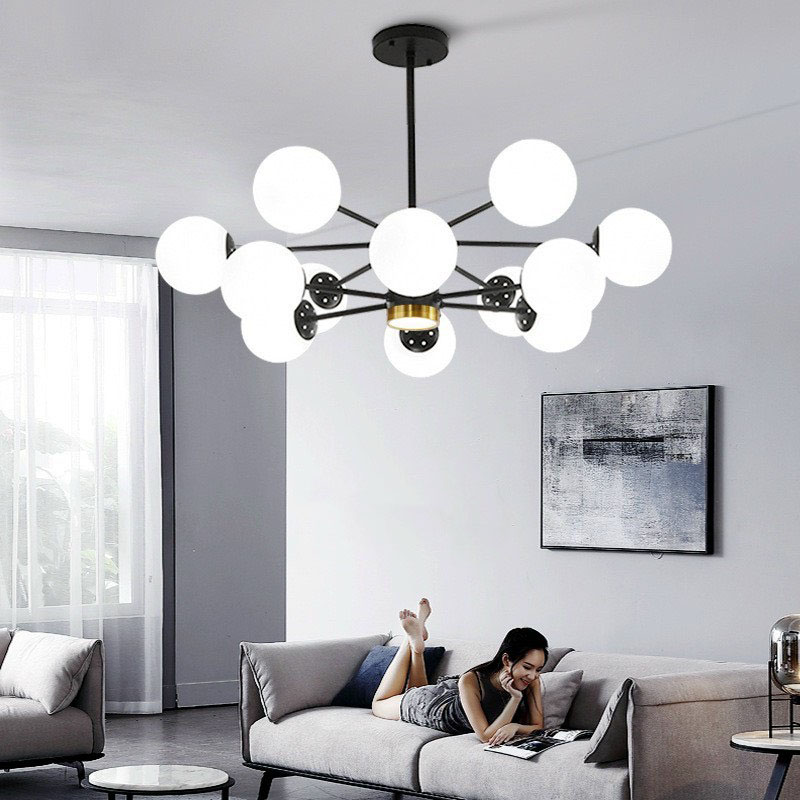 Đèn chùm ALIGA cao cấp hiện đại loại 12 bóng trang trí nội thất sang trọng - Kèm bóng LED chuyên dụng.