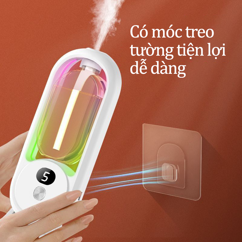 Máy Xịt Thơm Phòng Tự Động 5 Chế Độ Đa Năng Đèn LED Siêu Đẹp Có Thể Thay Lõi Máy Xịt Khử Mùi Phòng Pin Sạc USB 500mAh Màn Hình LCD 5 Mùi Nước Hoa Thơm Phòng Lựa Chọn - ML047