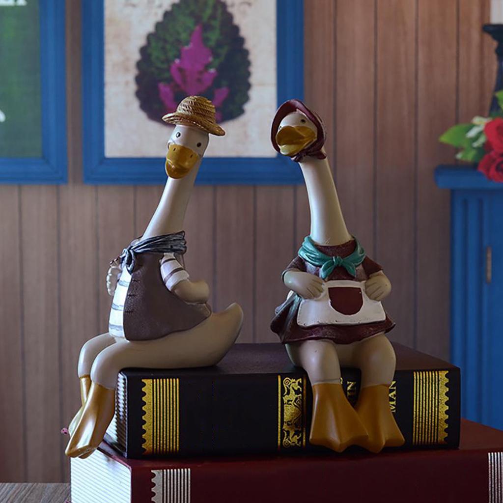 Creative Resin Couple Duck Statue Animal Decor Lovers Gift