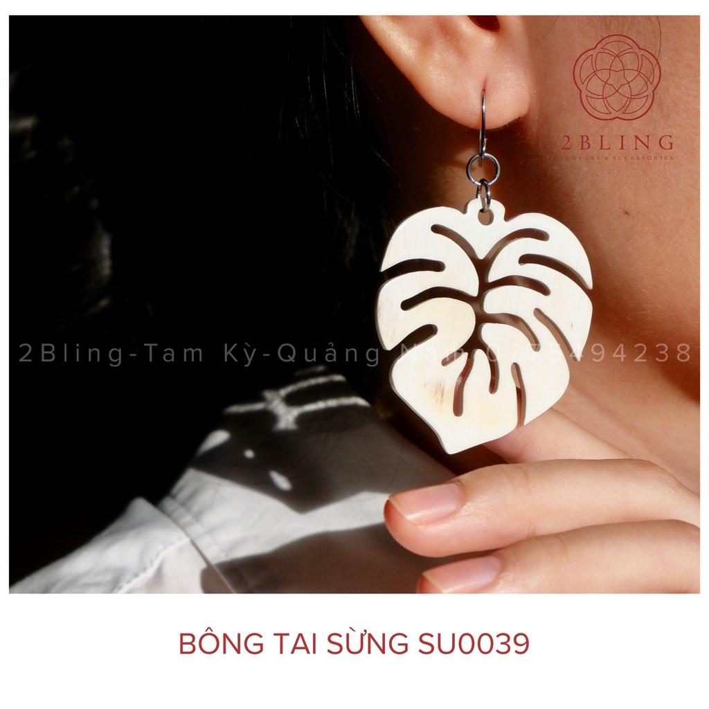Bông tai sừng hình chiếc lá 2BLING thời trang SU0039