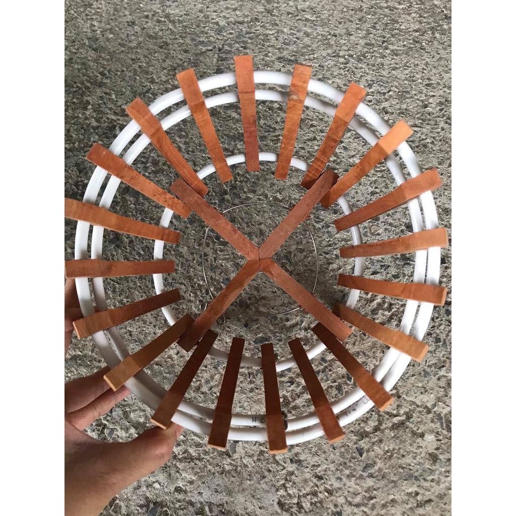 Chậu gỗ trồng lan kiểu Bí Size 20 - tặng lưới lót chậu, móc treo