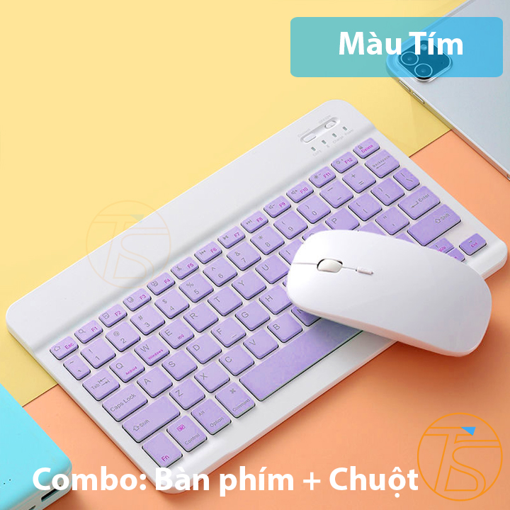 Combo chuột và bàn phím mini 10inch kết nối bluetooth cho laptop, máy tính, điện thoại