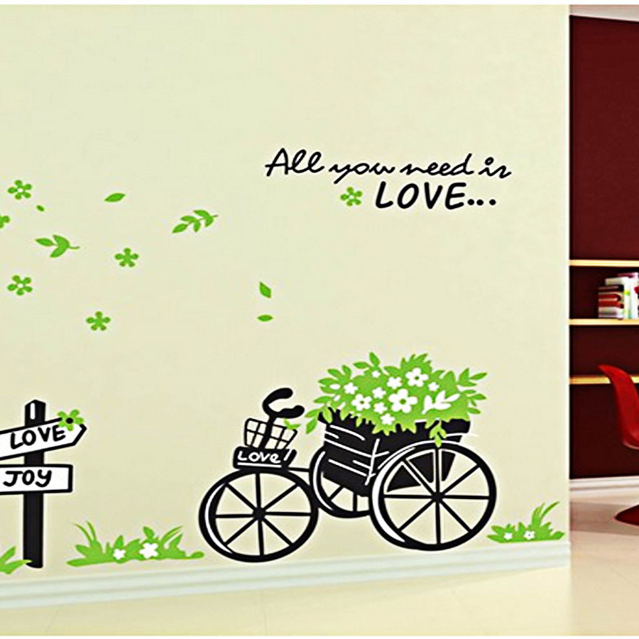 Decal dán tường xe hoa xanh ay722