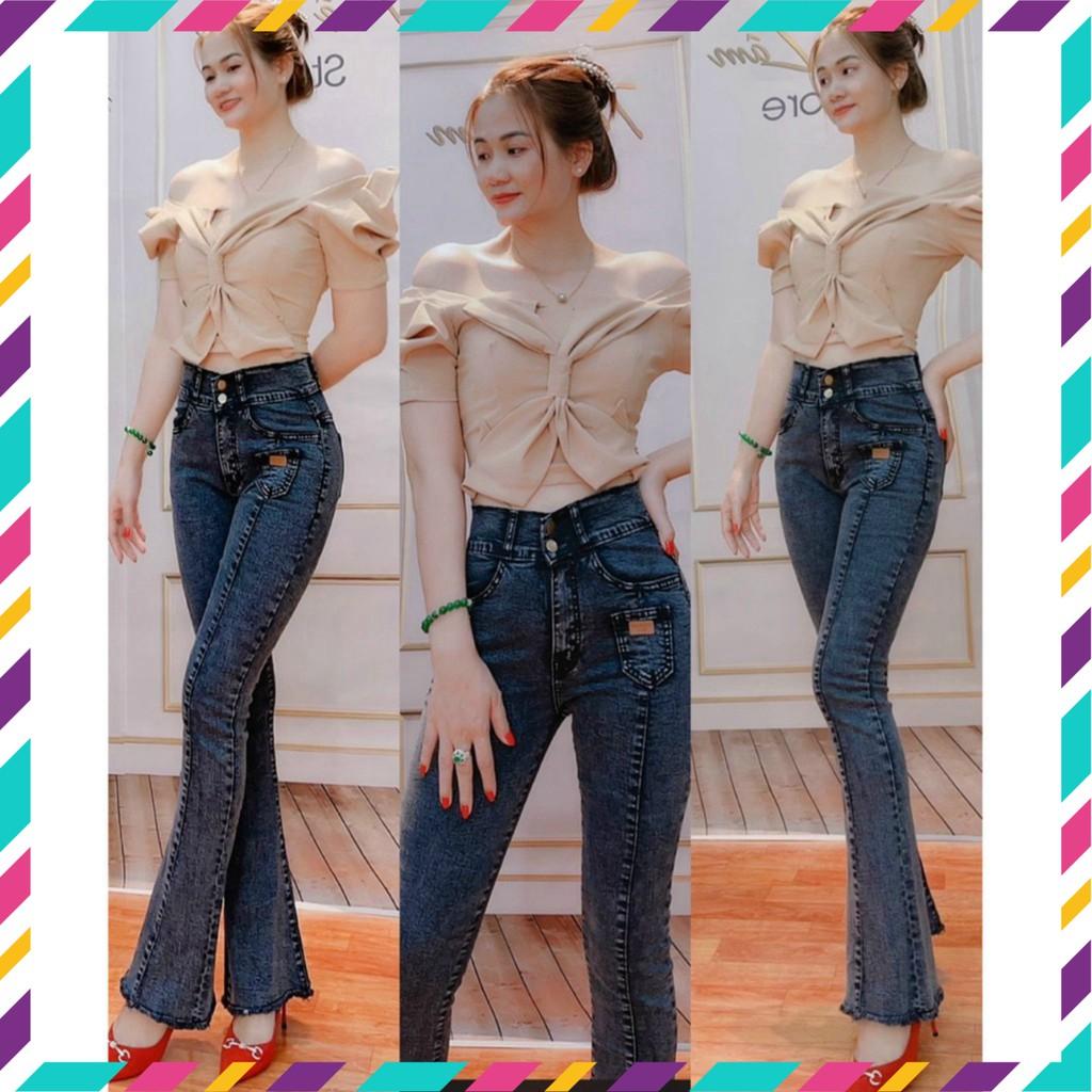 Quần jean lưng cao ống đứng loe form vnxk . quần jeans ong loe lưng siêu cao có size đại , bigsize