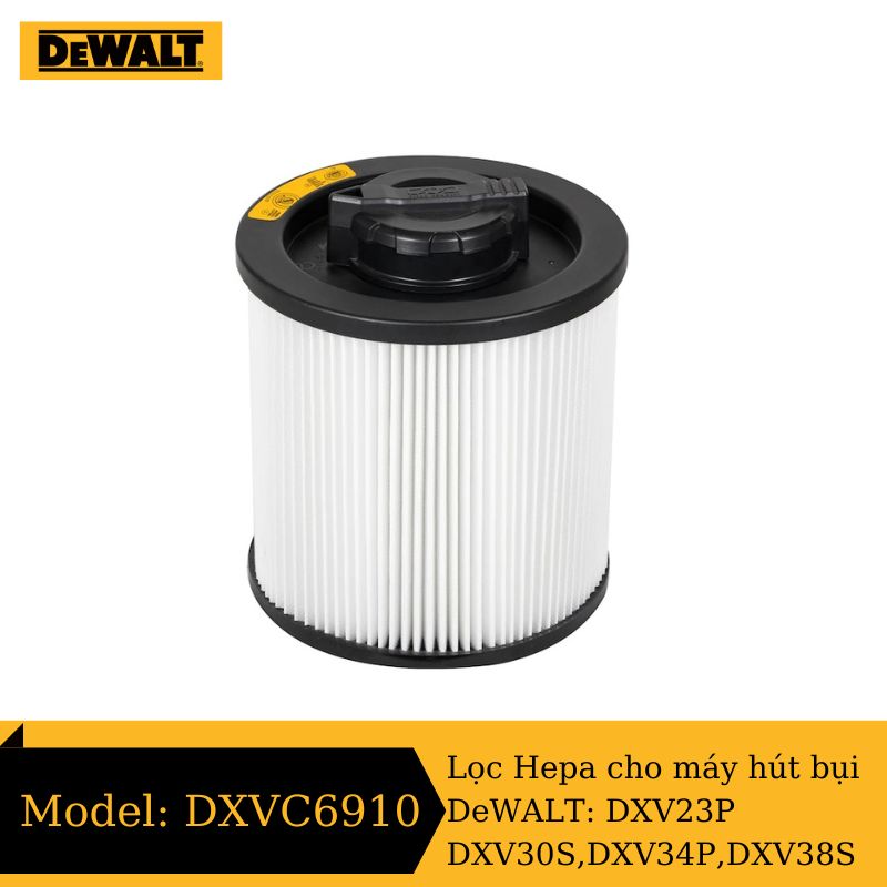 Bộ lọc Hepa, lọc bụi dạng khuôn thay thế cho máy hút bụi DeWALT DXVC6910 - Hàng chính hãng