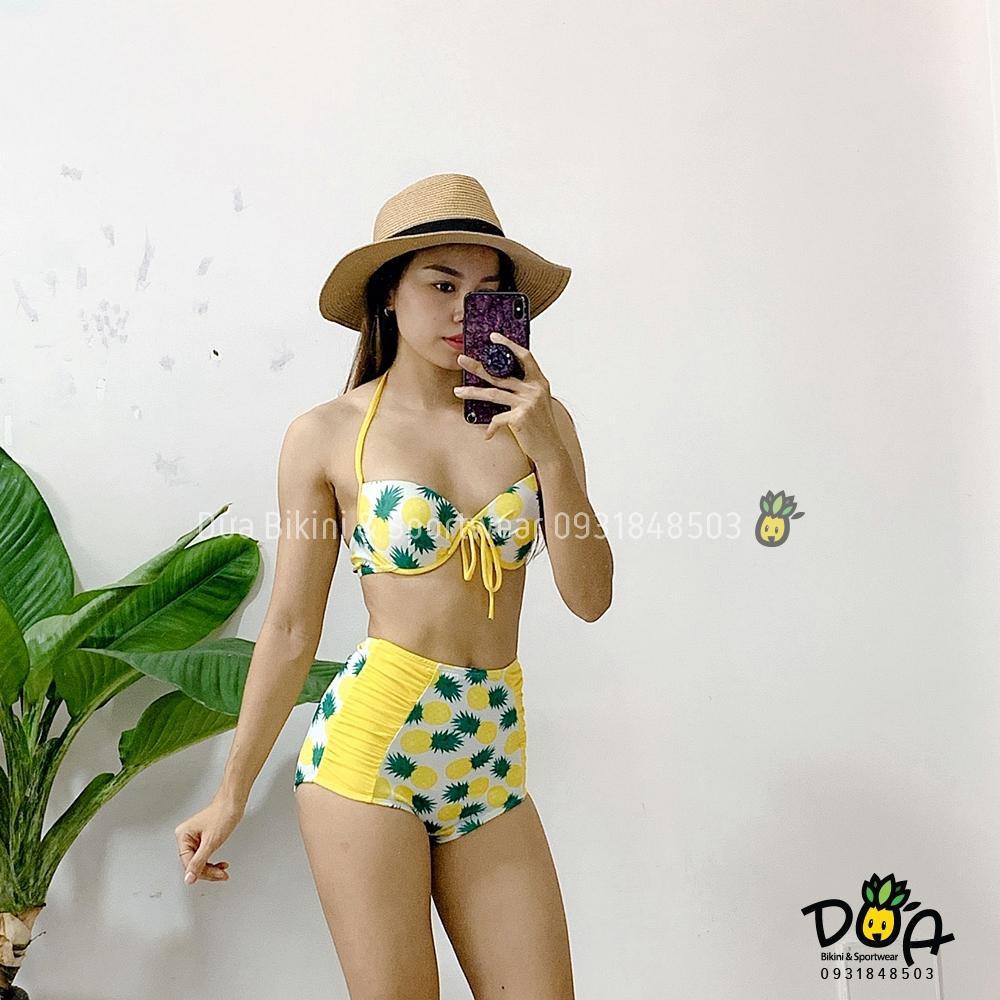 Bikini dứa cạp cao đi chơi biển đẹp