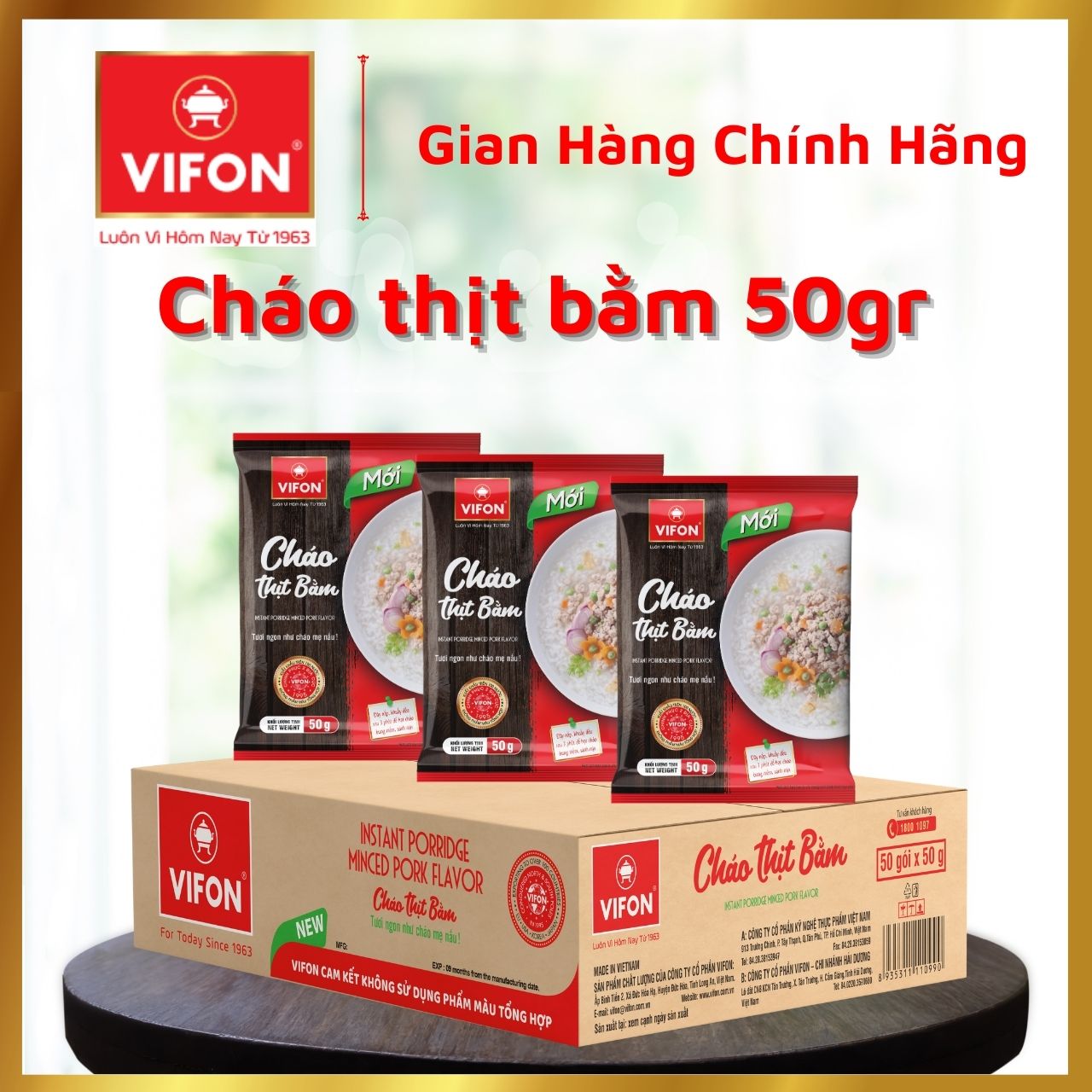 Thùng 50 Gói Cháo Thịt Bằm 50g