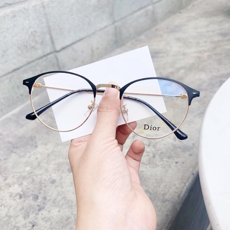 Gọng Kính Cận Tròn Nửa Viền Thời Trang Dành Cho Nữ Đen Vàng DORISEYEWEAR