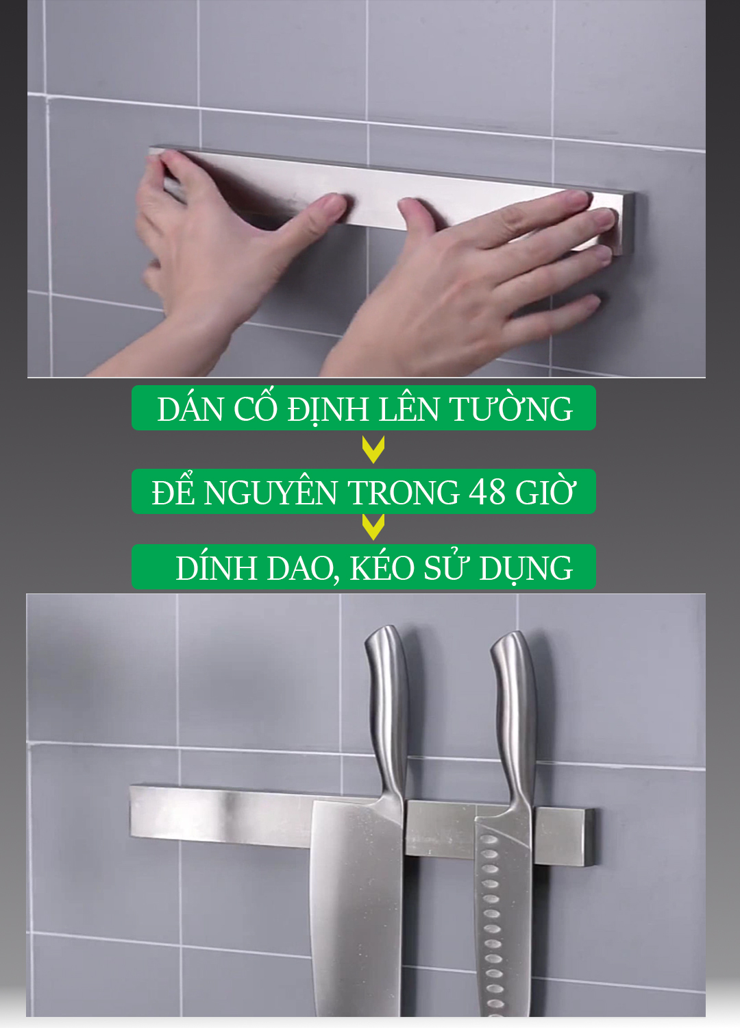 Thanh nam châm inox gắn tường dính dao kéo, dụng cụ để dao kéo, thanh nam châm inox cài dao kéo, thanh nam châm dính tường, nam châm hít từ tính