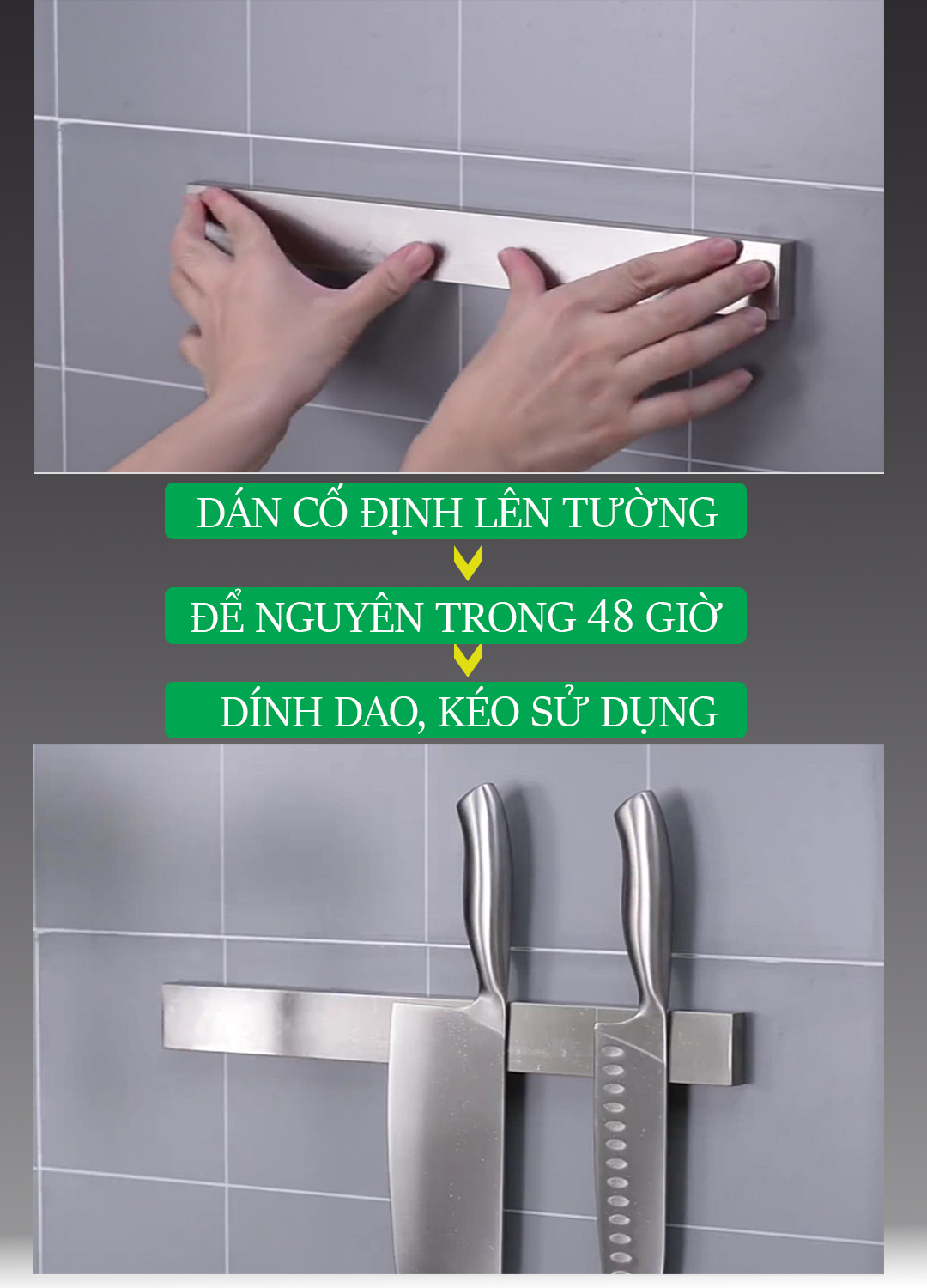 Thanh nam châm inox gắn tường dính dao kéo, dụng cụ để dao kéo, thanh nam châm inox cài dao kéo, thanh nam châm dính tường, nam châm hít từ tính