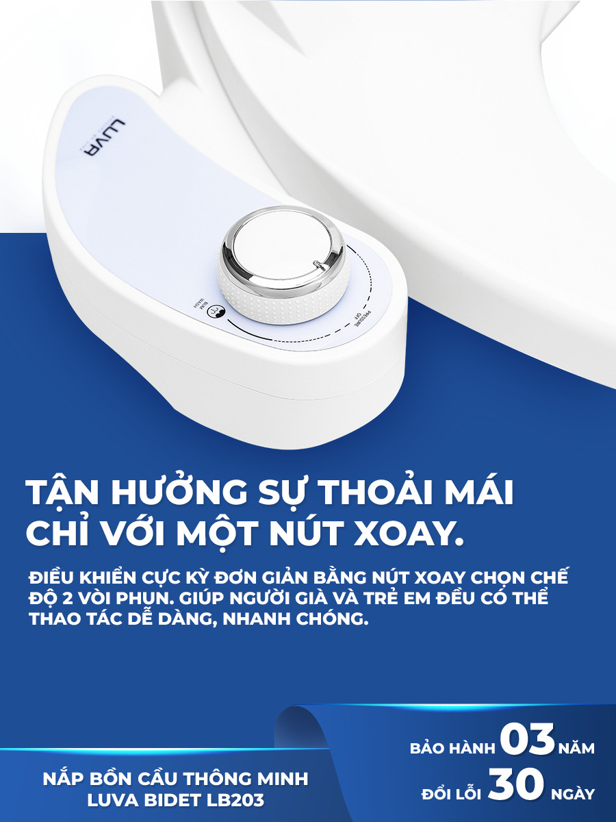 Nắp Bồn Cầu Tự Rửa Thông Minh LUVA BIDET - LB203