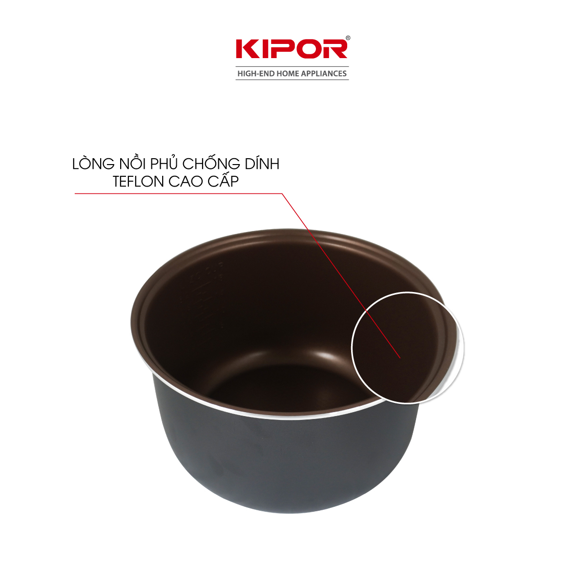 Nồi cơm điện KIPOR KP-N532 - 3.2L - Chống dính TEFLON, Nồi cỡ lớn phù hợp nấu công trường, nhóm bạn, gia đình 6-8 người ăn - Hàng chính hãng