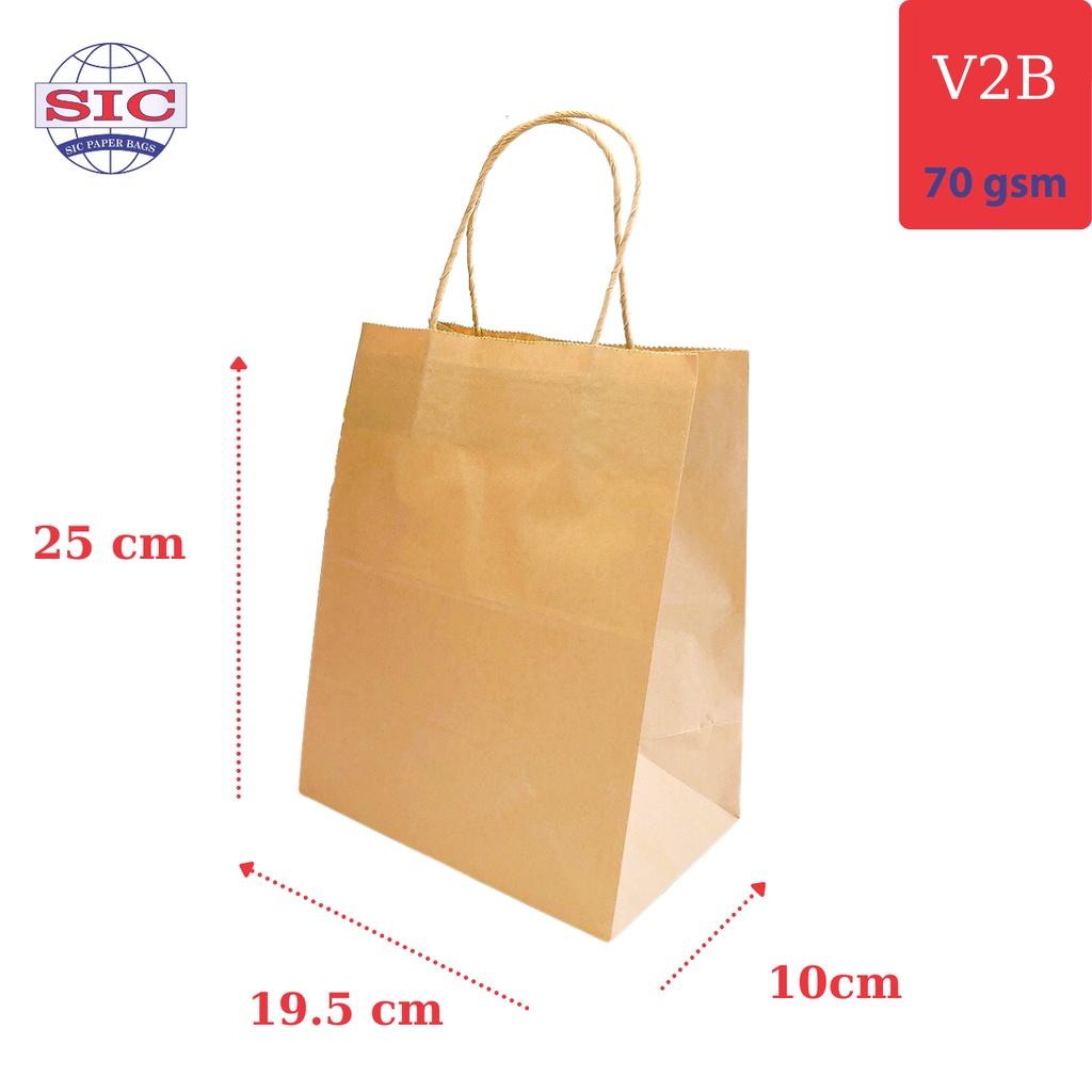 10 CHIẾC TÚI GIẤY KRAFT V2B: 19.5x10x25.3 CÓ QUAI ( ẢNH THẬT)