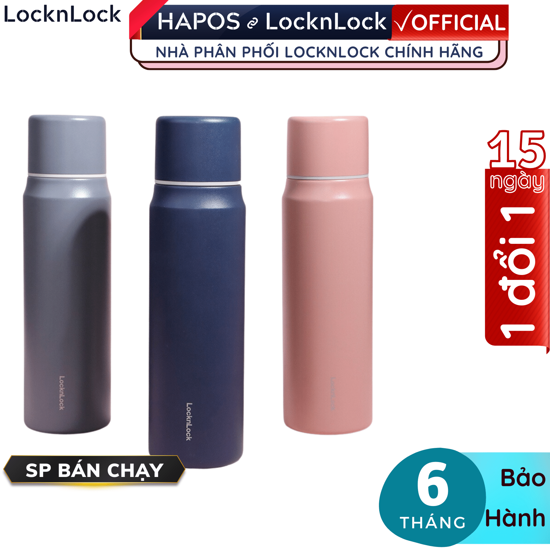 Bình giữ nhiệt Lock&Lock 505ml Maman Cup Vacuum Bottle LHC1487 - Hàng chính hãng, nắp dùng làm cốc nước uống - Hapos