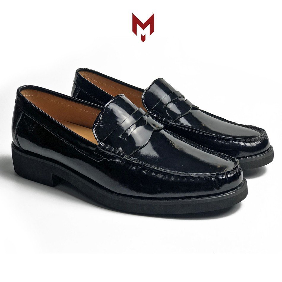 Giày tây lười nam Penny Loafer MAD 2.0 Đen Bóng da bò cao cấp giá rẻ chất lượng tốt