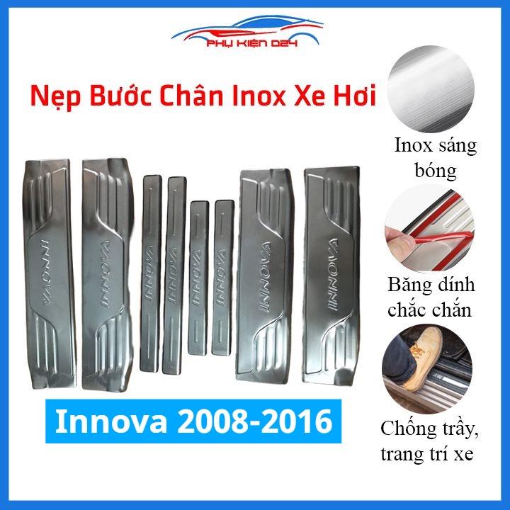 Bộ ốp bậc cửa trong ngoài Innova 2008-2009-2010-2011-2012-2013-2014-2015-2016 Inox chống trầy xe