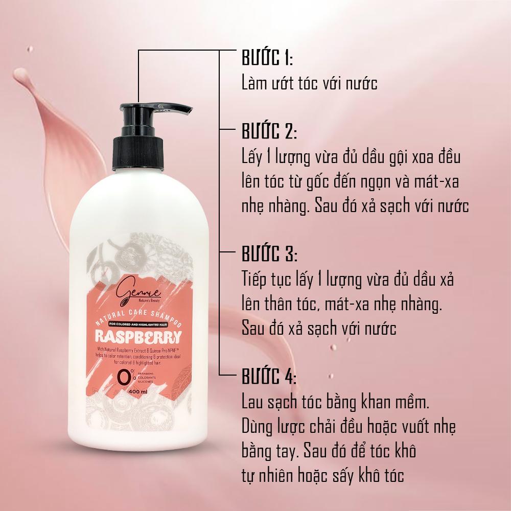 Dầu Gội Gennie Natural Care Chiết Xuất Raspberry Dành Cho Tóc Nhuộm Và Tóc Highlight 400ml