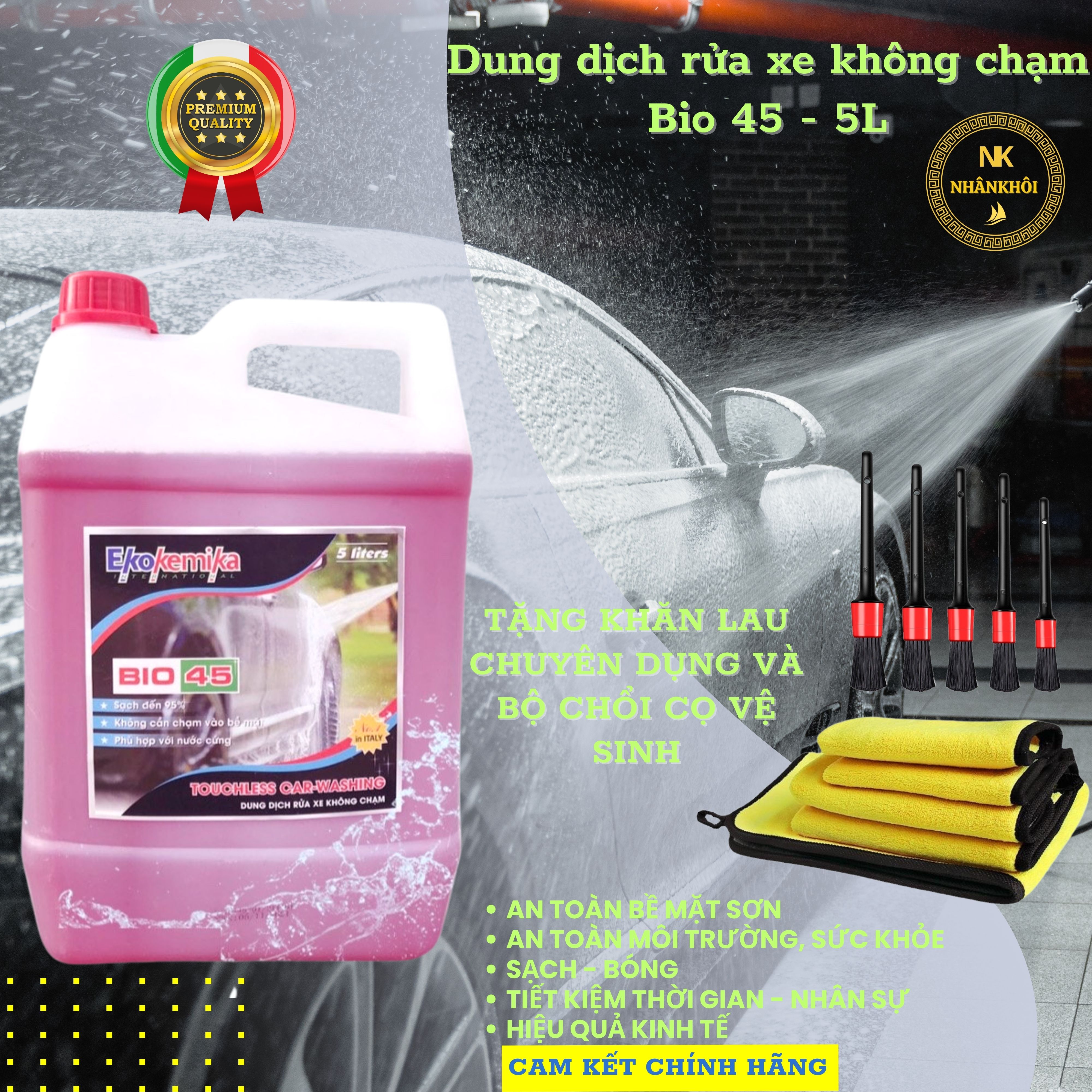 Bio 45 - 5 lít - Dung dịch rửa xe không chạm - Nước rửa xe bọt tuyết - Ekokemika