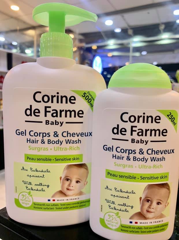 Gel Gội Và Tắm Bé Corine de Farme Dành Cho Da Nhạy Cảm 250ml + Tặng Kèm 1 Móc Khóa Hình Tour Eiffel Viền Đỏ