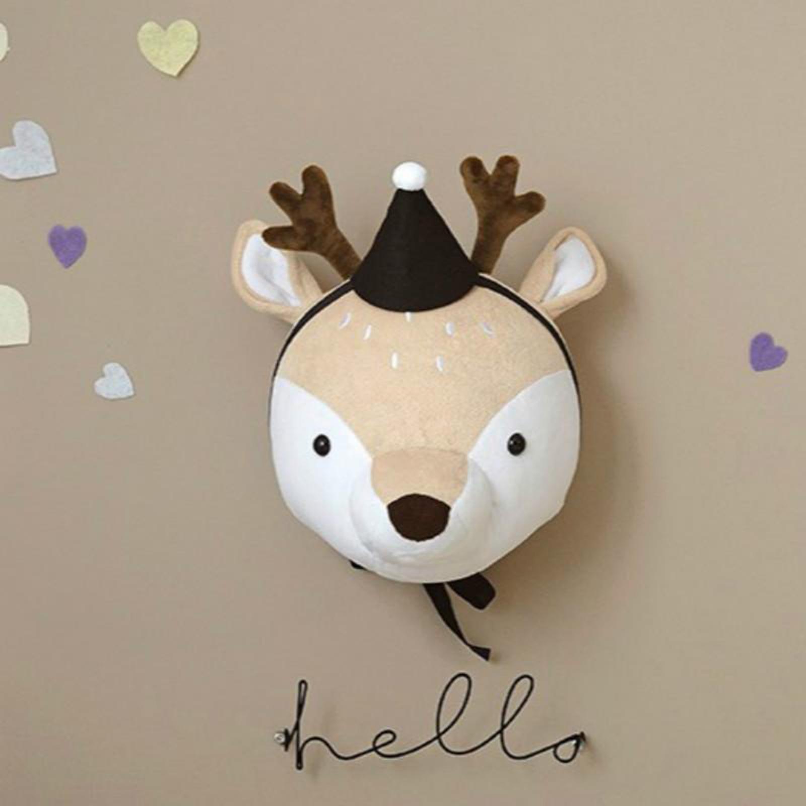 2x Wall Decor Animal Head Wall Ornaments Wall Hanging Mount for Kids Room