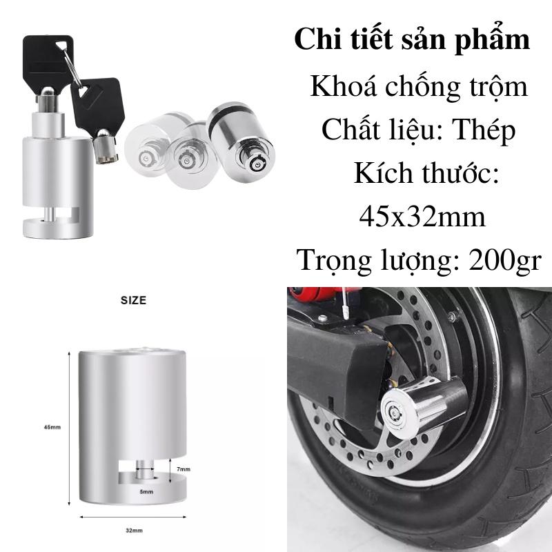 Khoá chống trộm cho xe máy khoá mini nhỏ gọn gắn phanh đĩa bánh xe máy xe đạp an toàn chống trộm